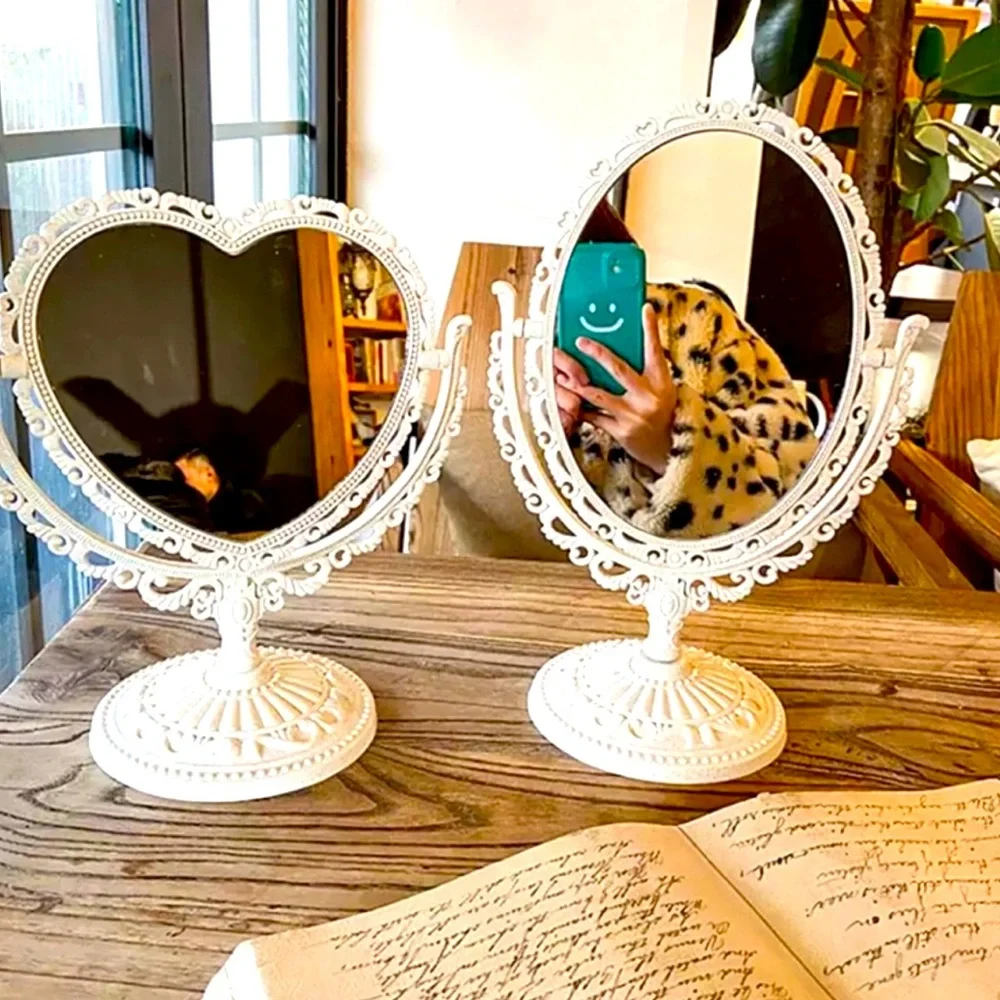 Lightweight Victorian, oval 360° swivel TRAVEL vanity mirror UNBREAKABLE